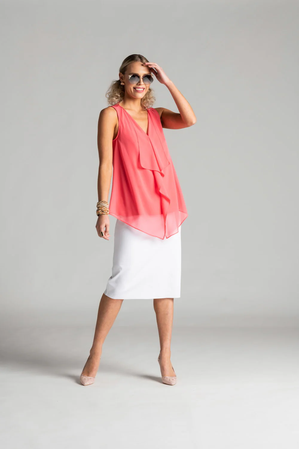 Paula Ryan Stretch Pencil Skirt - White - Image 2