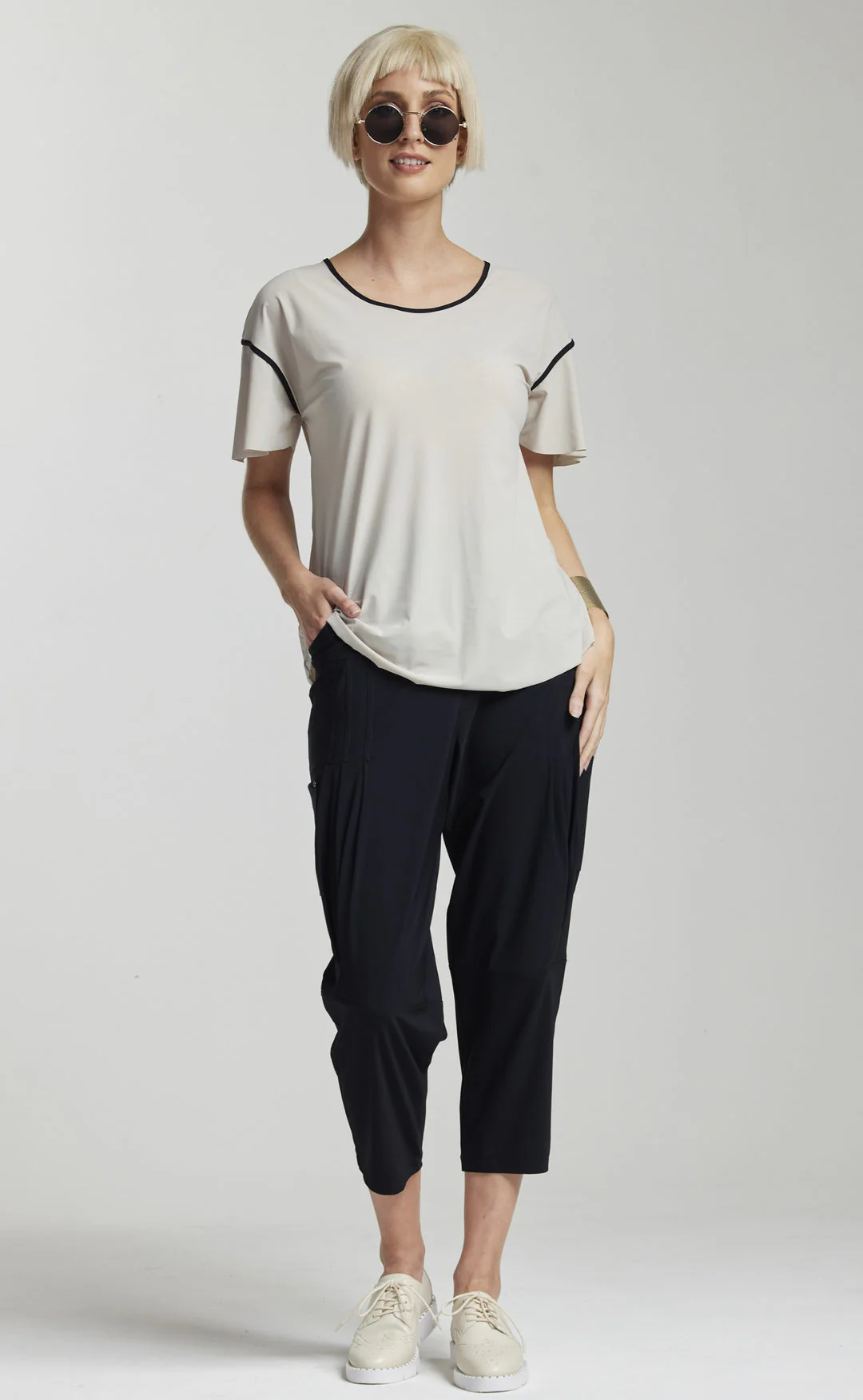 Paula Ryan Tuck Front Basque Pant - Sand - Image 3