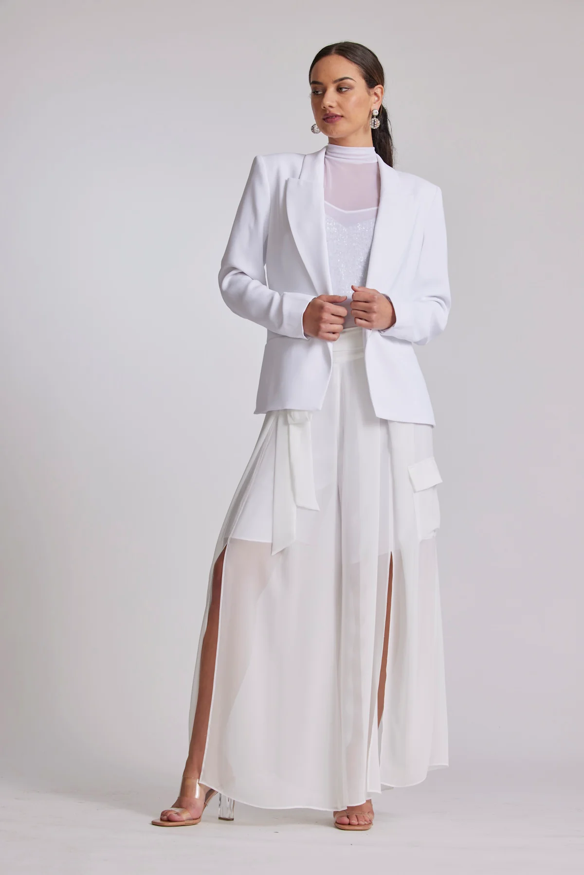 Paula Ryan Tuxedo Blazer - White - Image 4