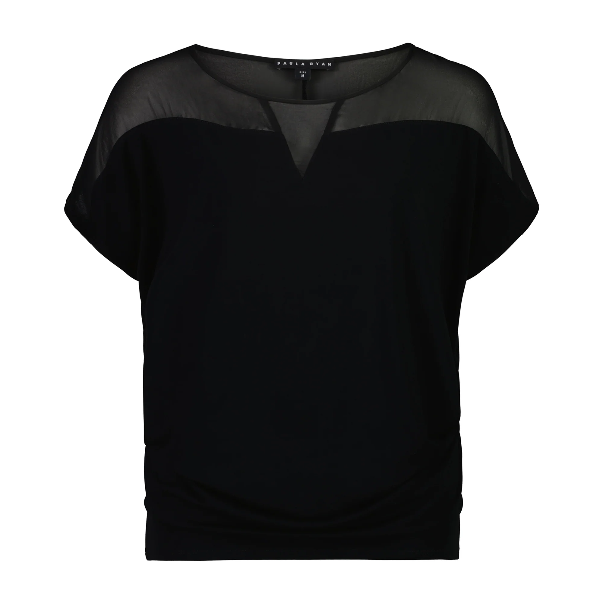 Paula Ryan V-Neck Inset Cuffed Top - Navy - Image 2
