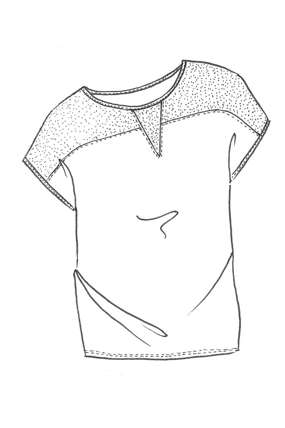 Paula Ryan V-Neck Inset Cuffed Top - Navy - Image 4