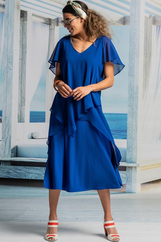 Paula Ryan V Neck Layered Dress - Lapis Blue - Image 2