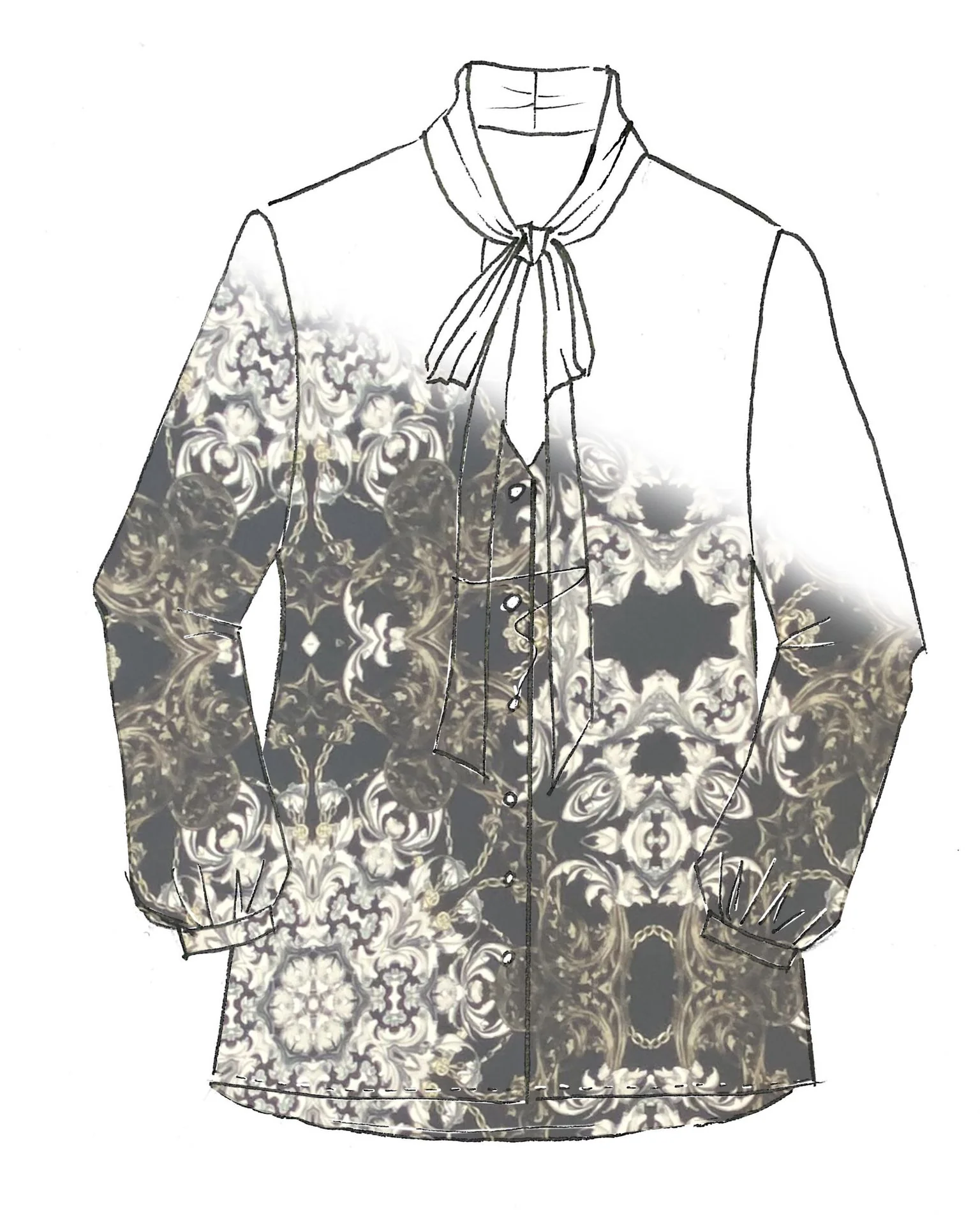 Paula Ryan Venezia Chiffon Tie Neck Shirt - Image 5