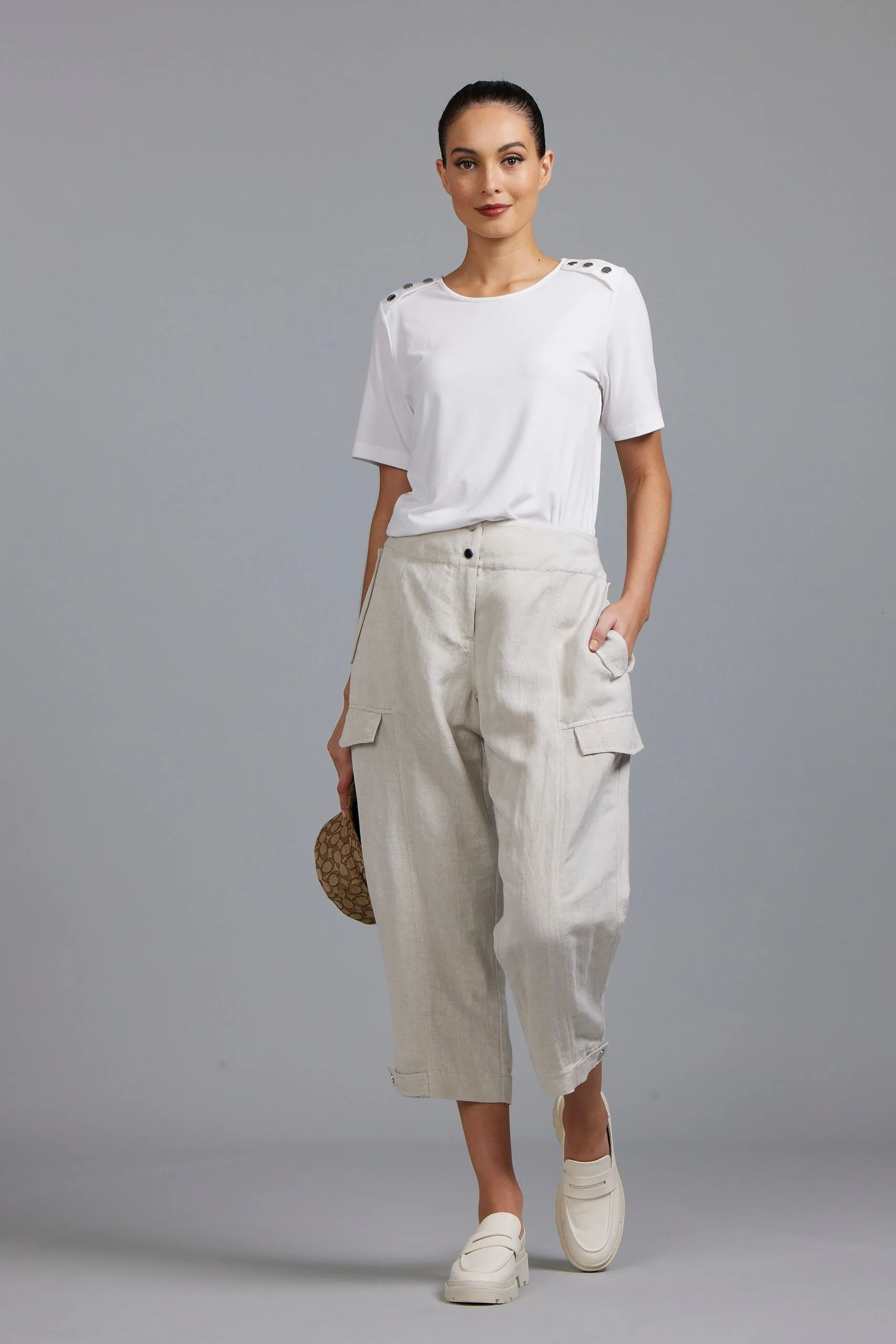 Paula Ryan Washer Linen Casual Pant - Sand - Image 4