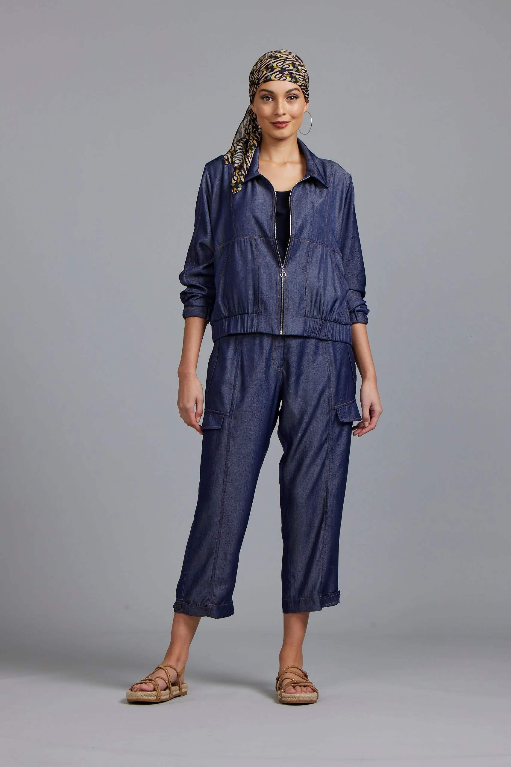 Paula Ryan Washer Linen Casual Pant - Navy - Image 2