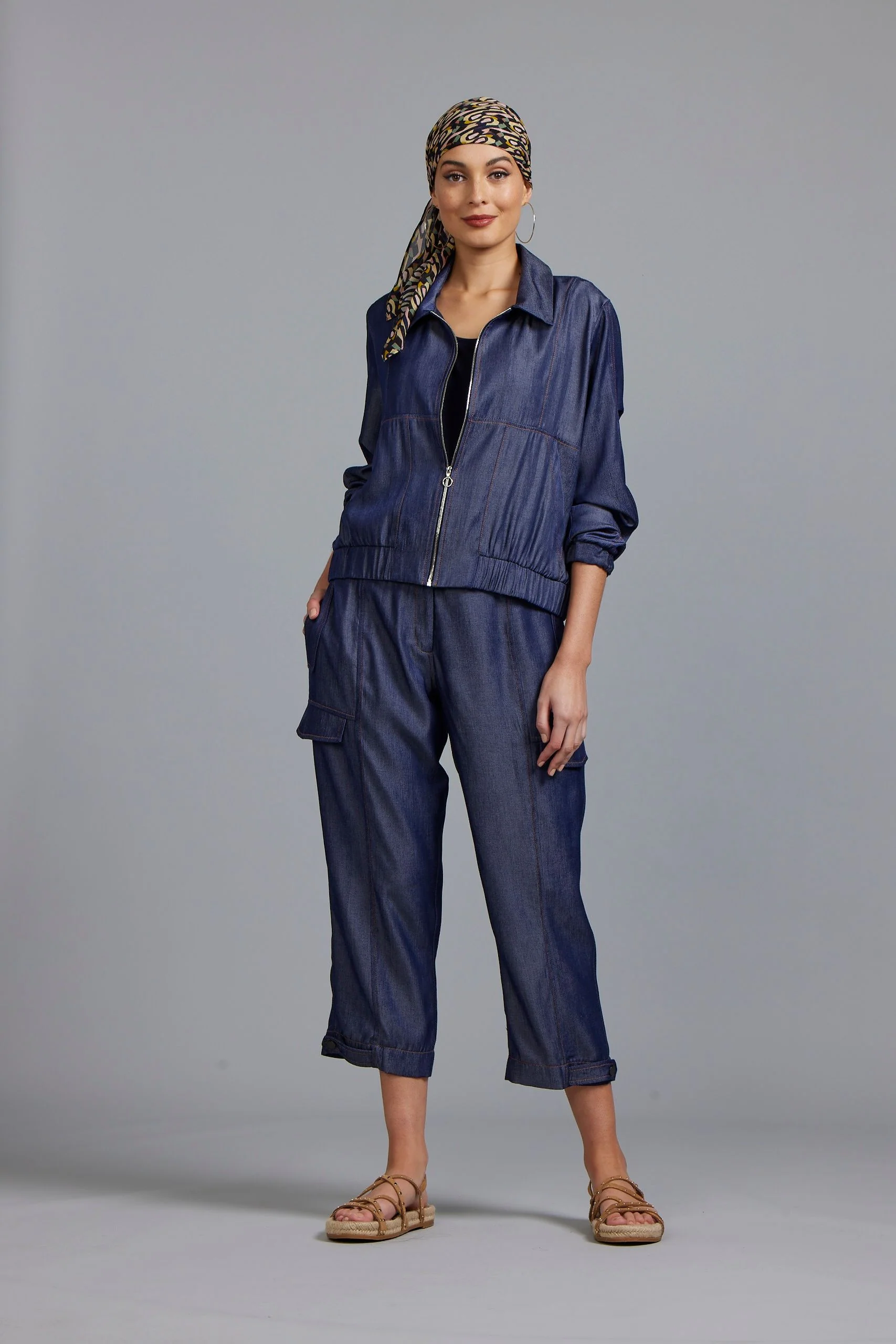 Paula Ryan Washer Linen Casual Pant - Navy - Image 4