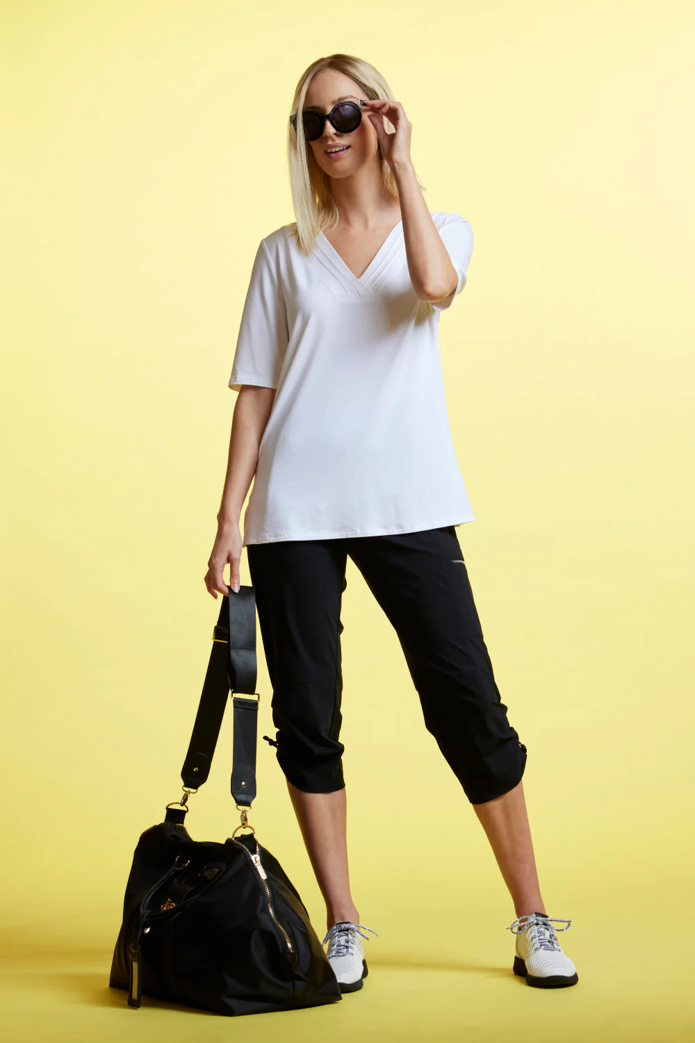 Paula Ryan Wrapped Neckband V-Neck Top - White - Image 4