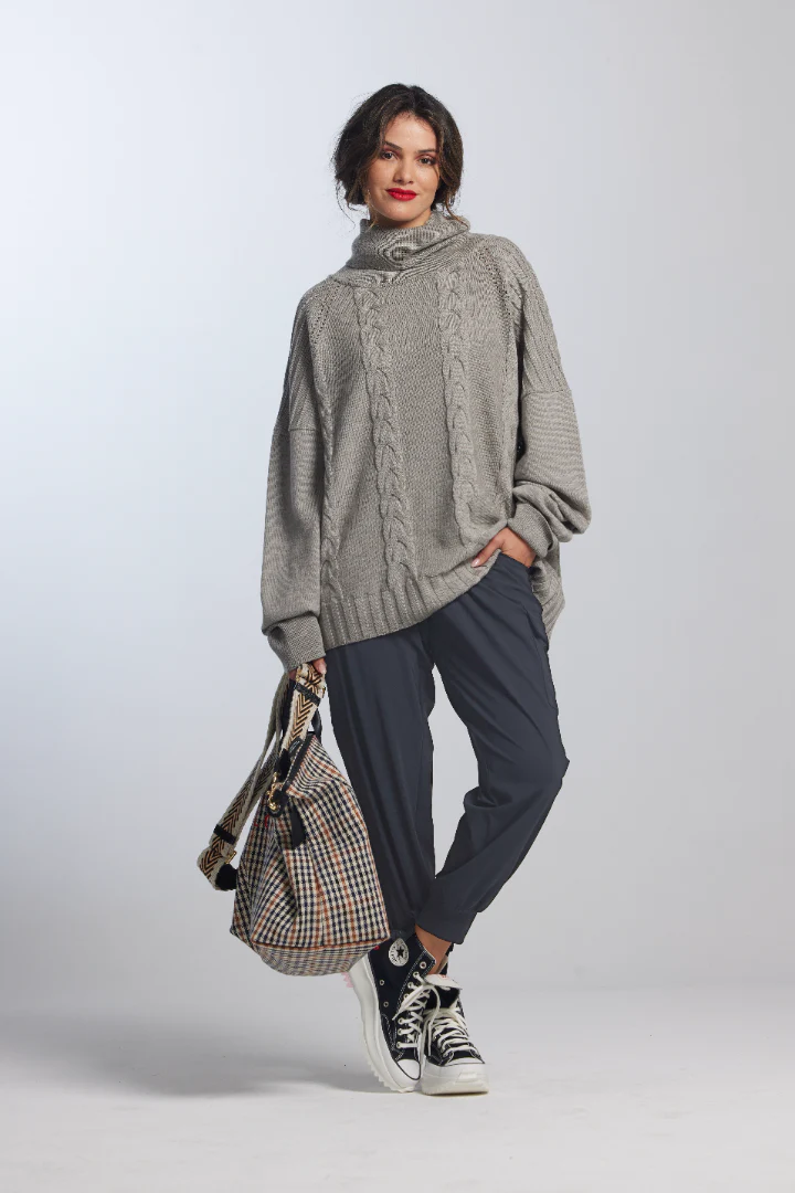 Paula Ryan Zip Trim Pocket Pant - Ironsand