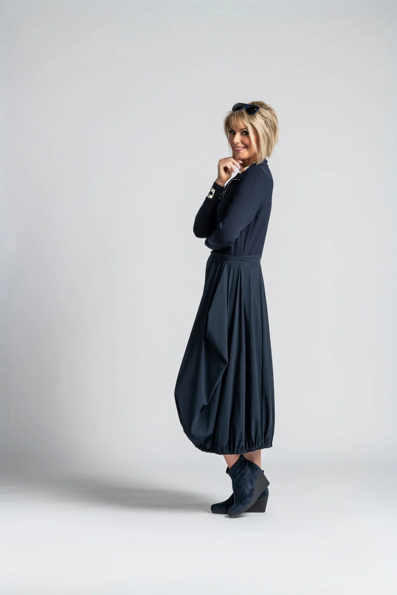 Paula Ryan Zip Tulip Dress-Ironsand - Image 3