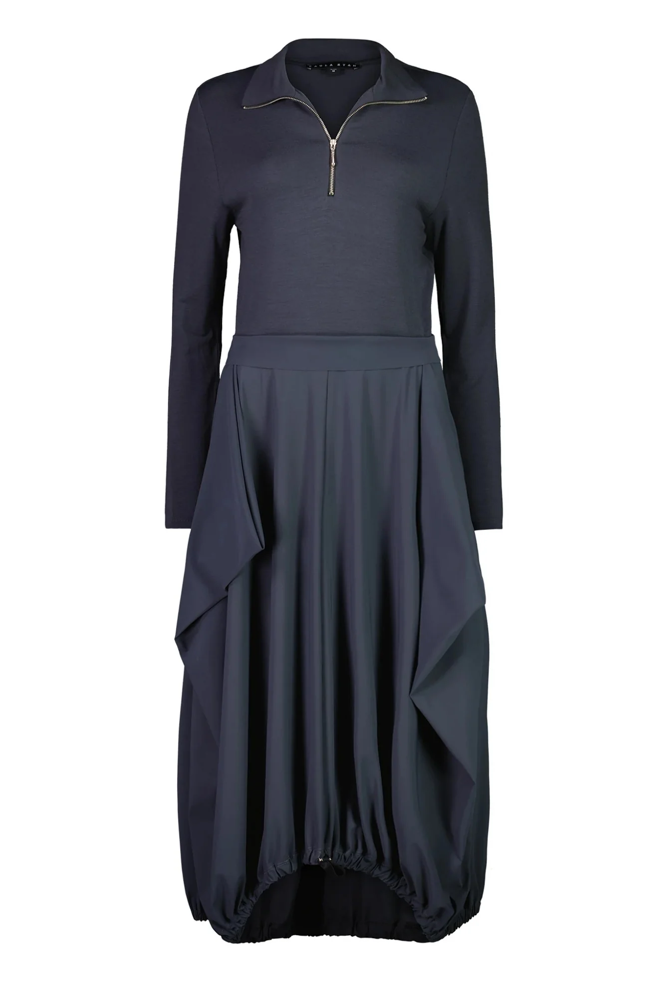 Paula Ryan Zip Tulip Dress-Ironsand - Image 6