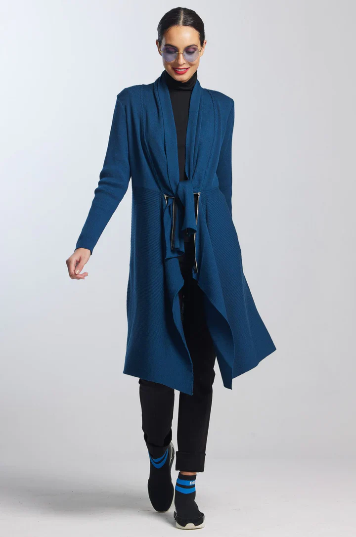 Paula Ryan Zipped Front Rib Cardigan Coat - Starling Merino - Image 2