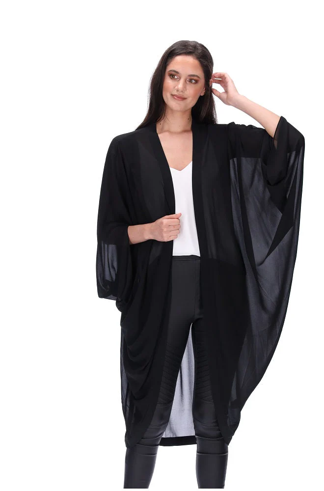 Plain Kimono Black Long