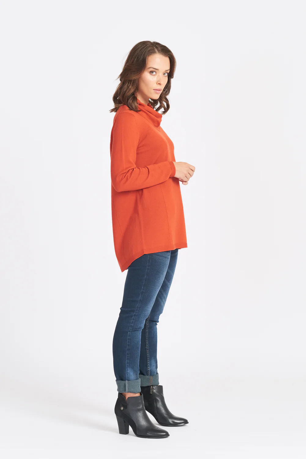 Relaxed Fit Wrap Neck Jumper - Pumpkin