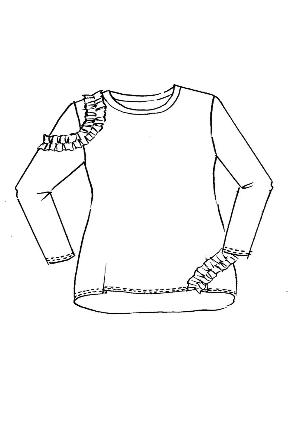 Ruffle Shoulder Top - Black - Image 2