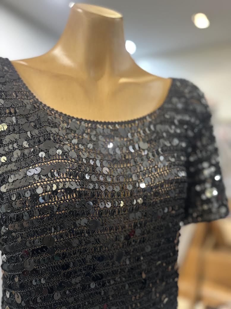 Sabitini Sequin Overlay Top - Black - Image 2