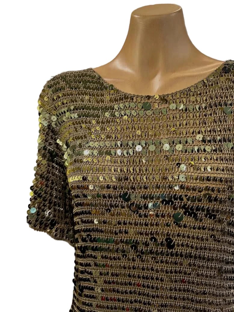 Sabitini Sequin Overlay Top - Khaki - Image 3