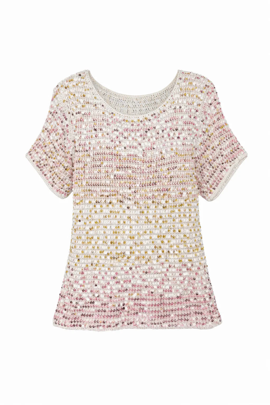 Sabitini Sequin Overlay Top - Gold and Pink