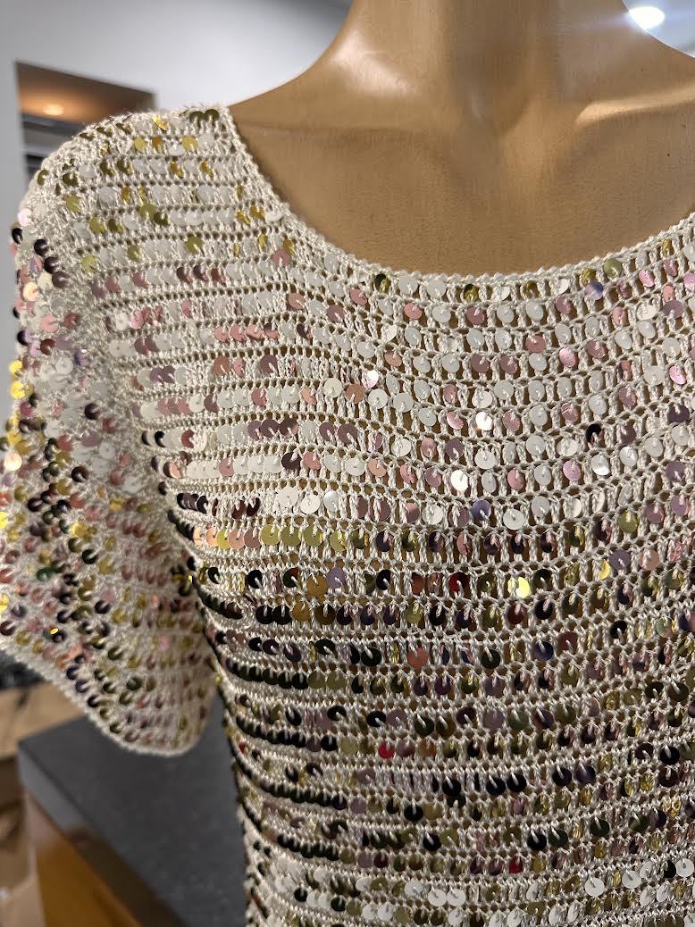 Sabitini Sequin Overlay Top - Gold and Pink - Image 3