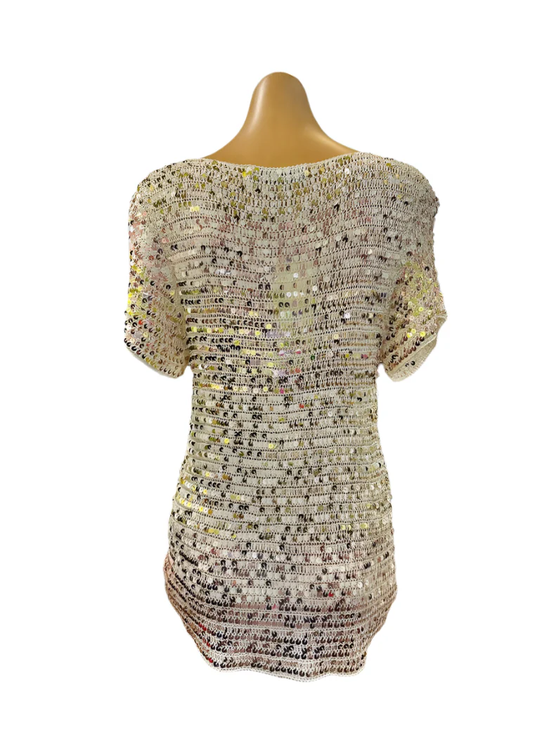 Sabitini Sequin Overlay Top - Gold and Pink - Image 5