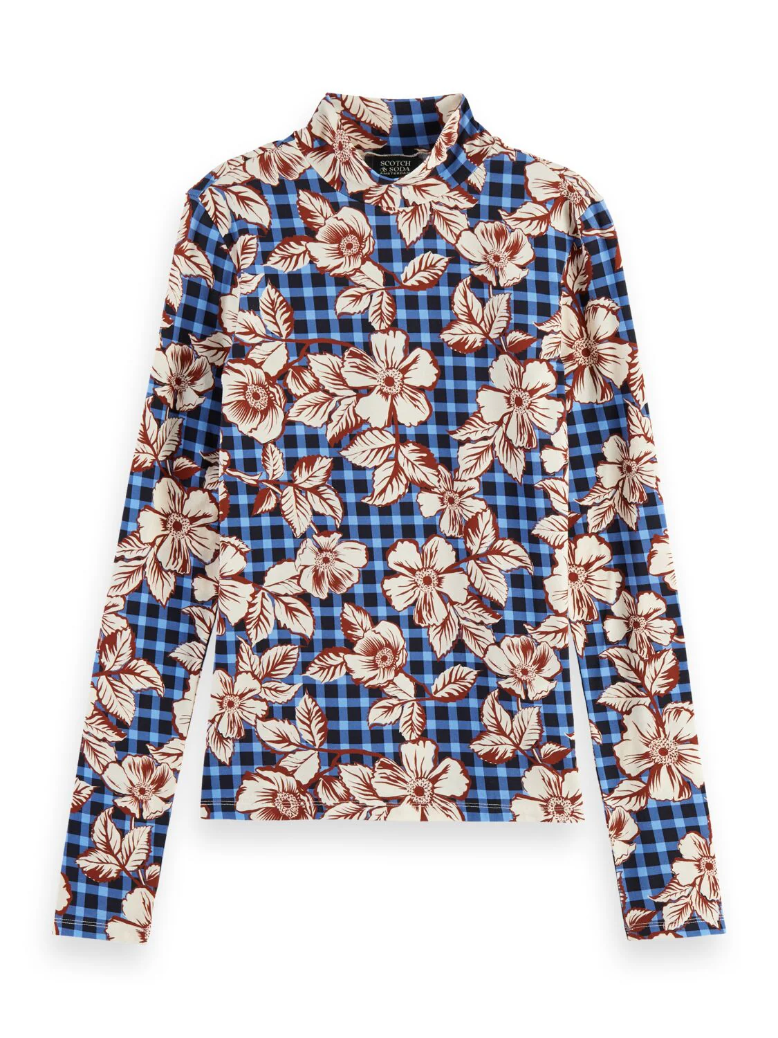 Scotch & Soda Printed Long Sleeved Mock Neck