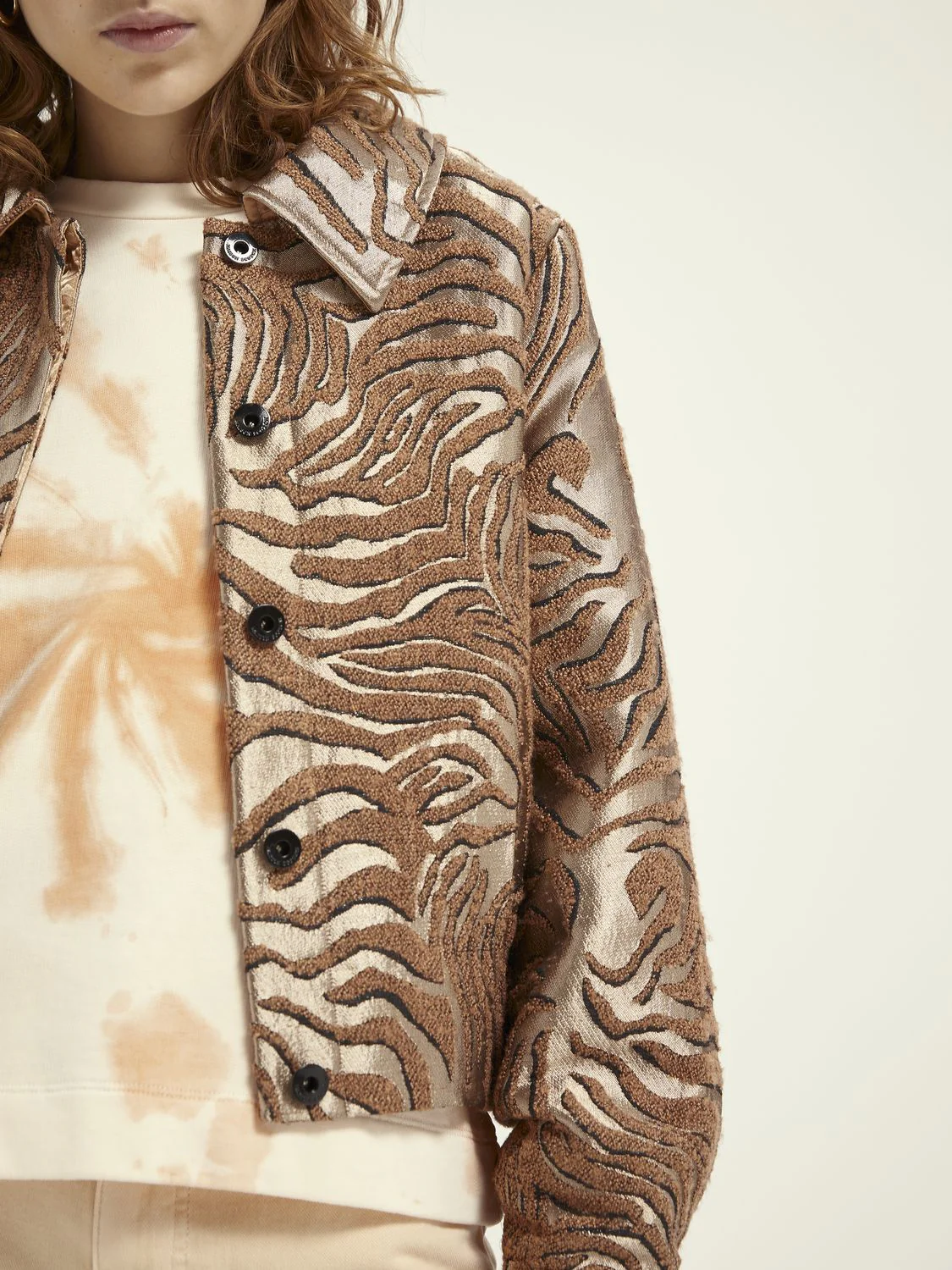 Scotch & Soda Short Jacket In Textyred Jacquard - Image 3
