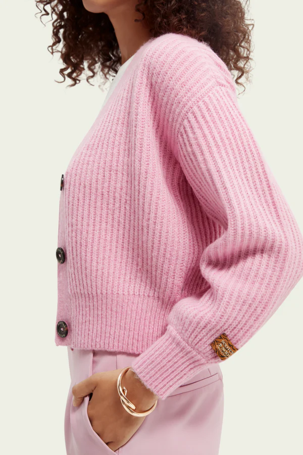 Scotch & Soda V Neck Boxy Knitted Cardigan - Image 5