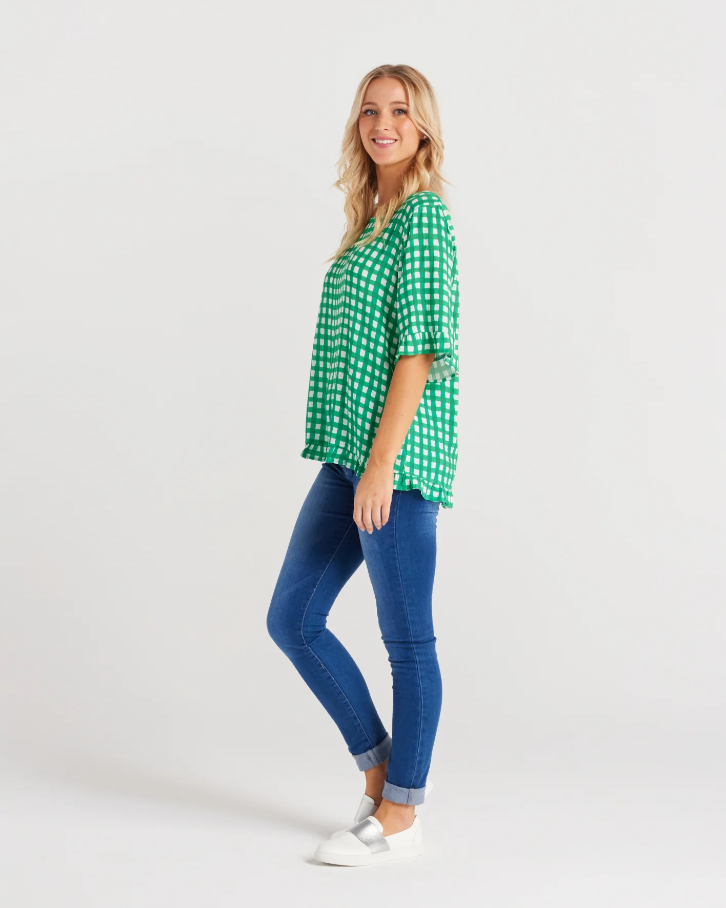 Seduce Dorothy Top Jade Check - Image 2