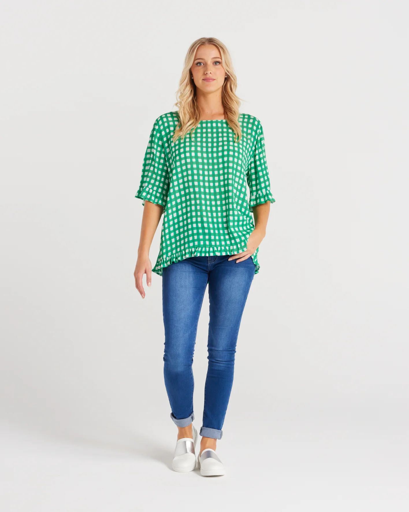 Seduce Dorothy Top Jade Check - Image 4
