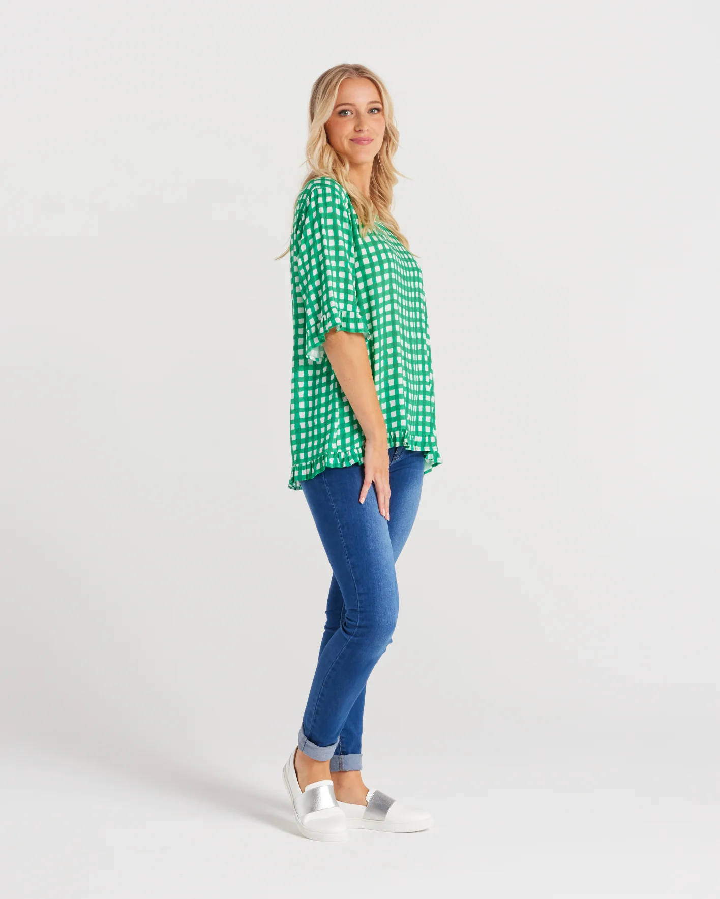 Seduce Dorothy Top Jade Check - Image 6