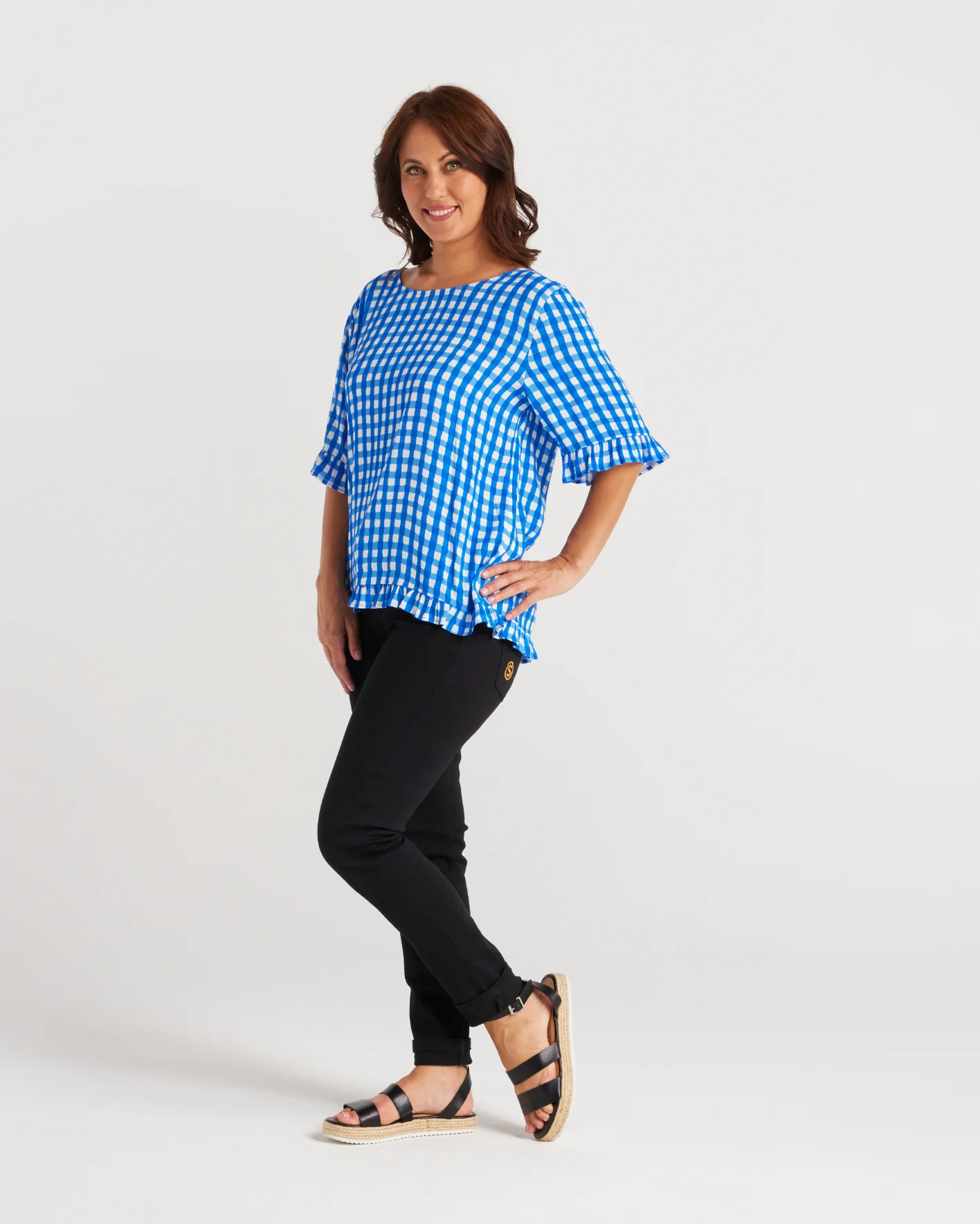 Seduce Dorothy Top Blue Check - Image 2