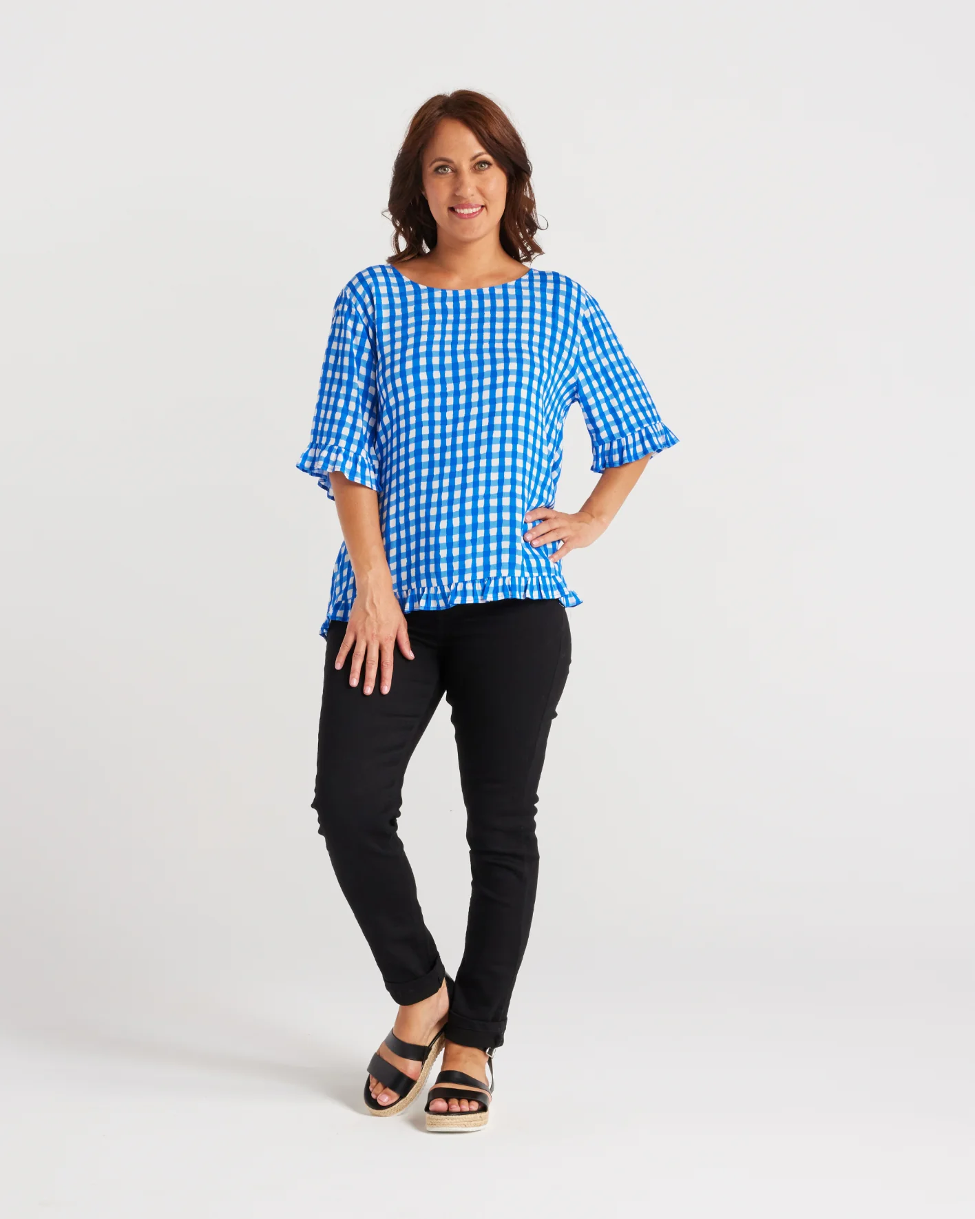 Seduce Dorothy Top Blue Check - Image 3