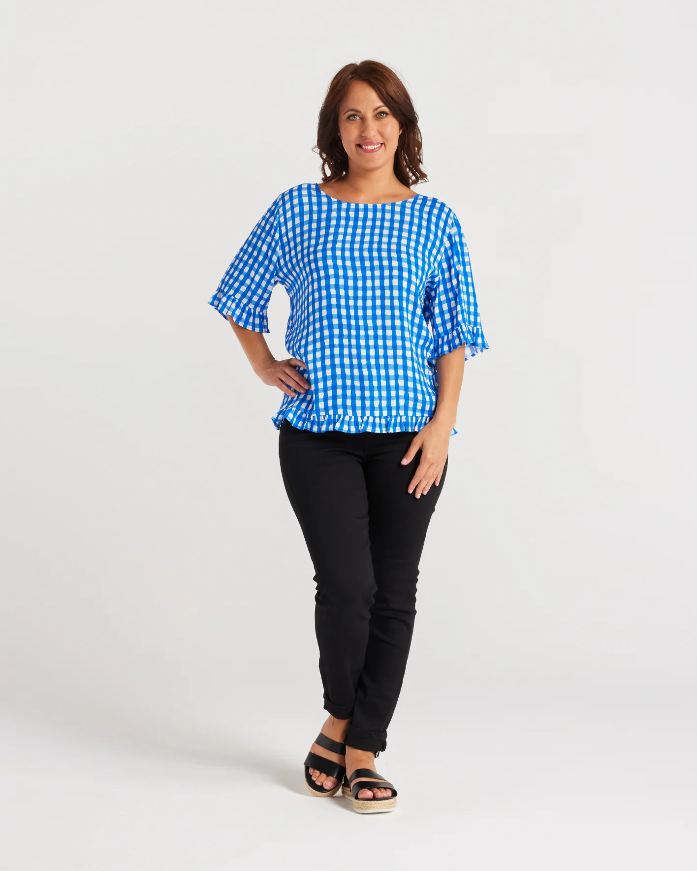 Seduce Dorothy Top Blue Check - Image 4
