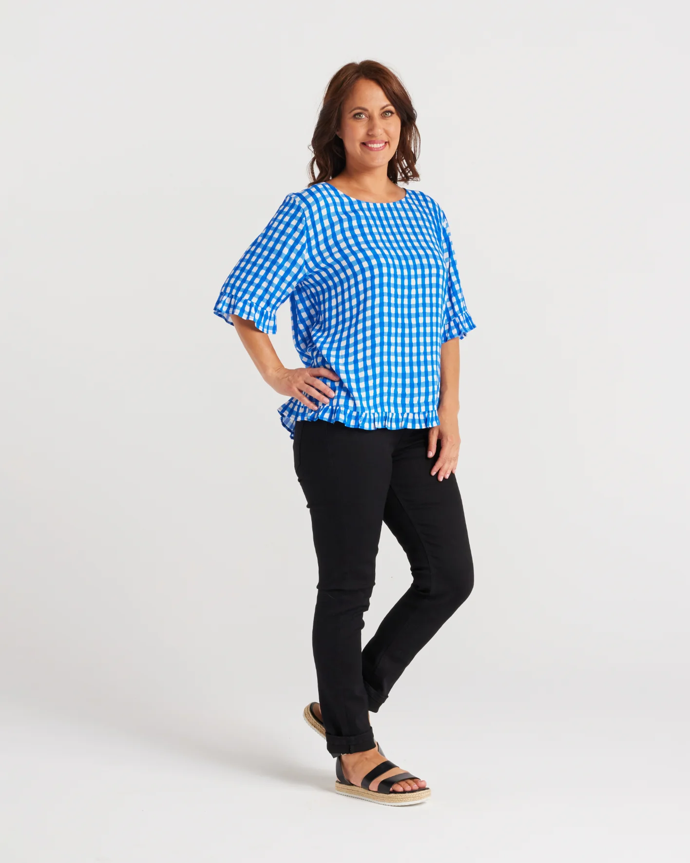 Seduce Dorothy Top Blue Check - Image 7