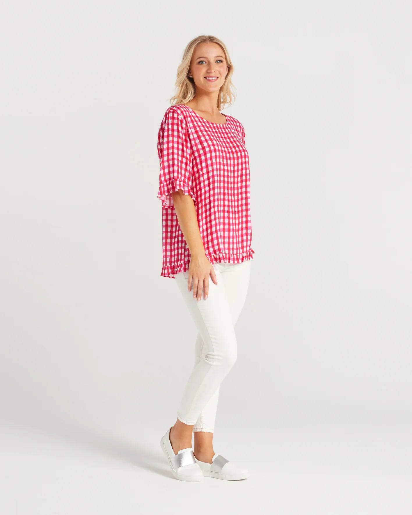 Seduce Dorothy Top Pink Check - Image 6
