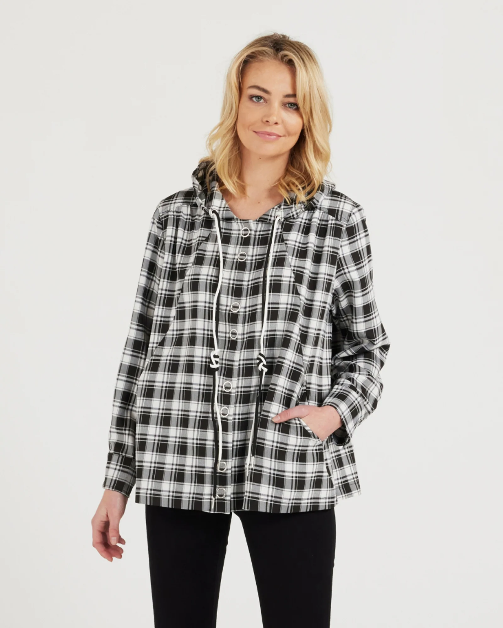 Seduce Libby Jacket - Black White Check