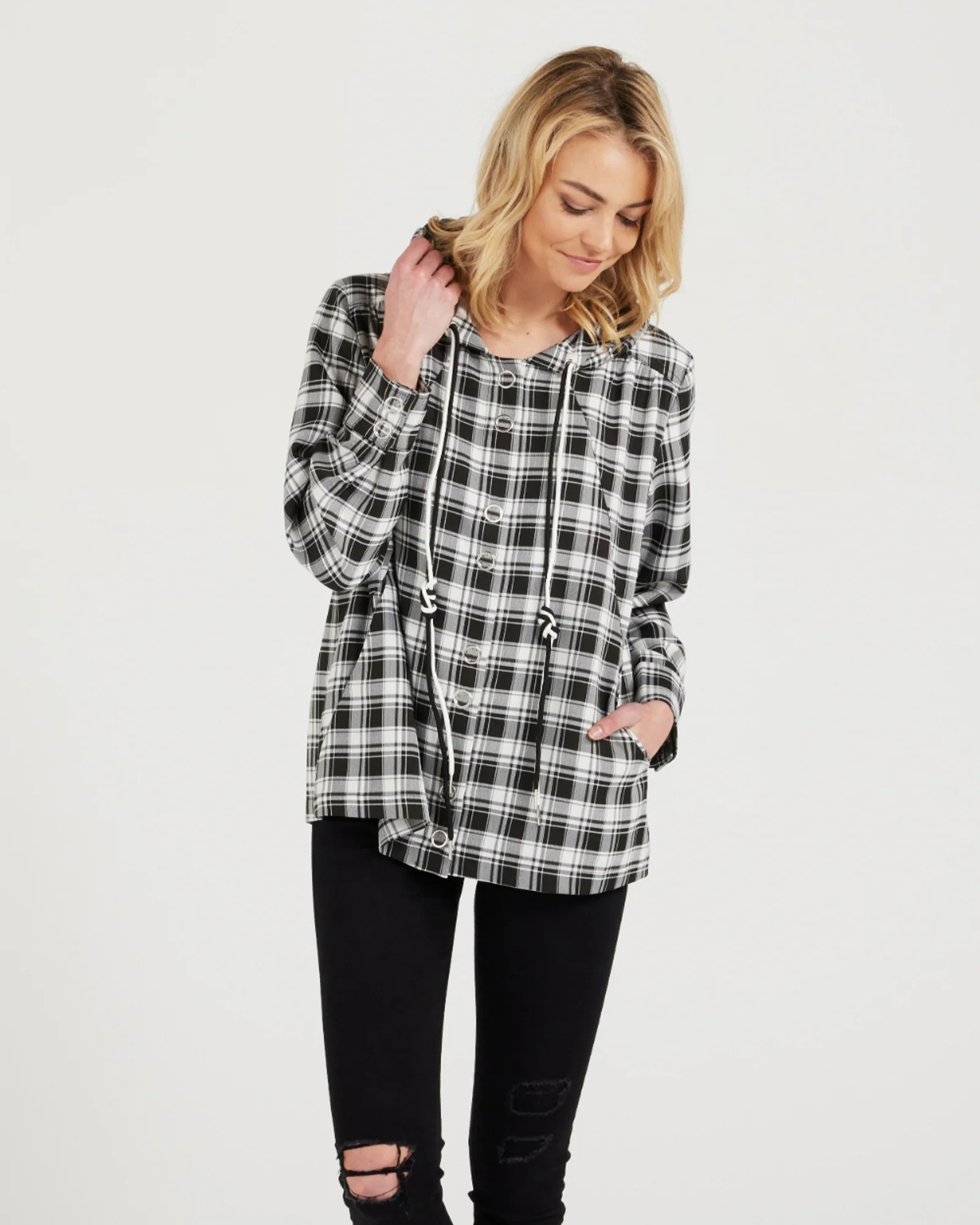 Seduce Libby Jacket - Black White Check - Image 3