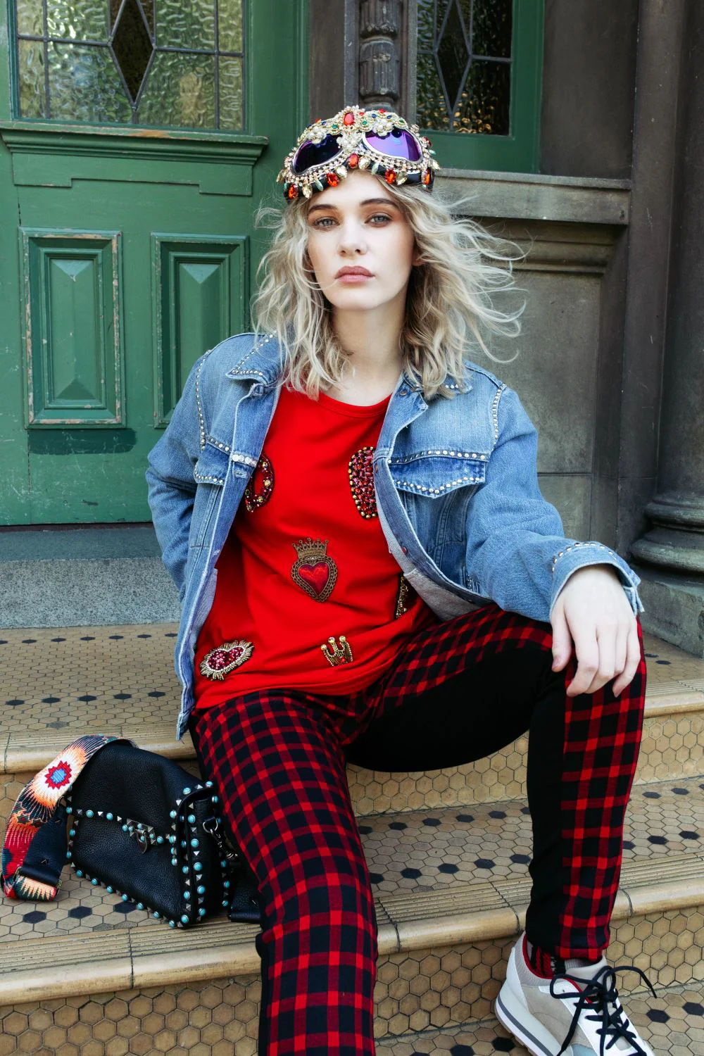 David Pond Stacey Pant - Black And White Check - Image 3