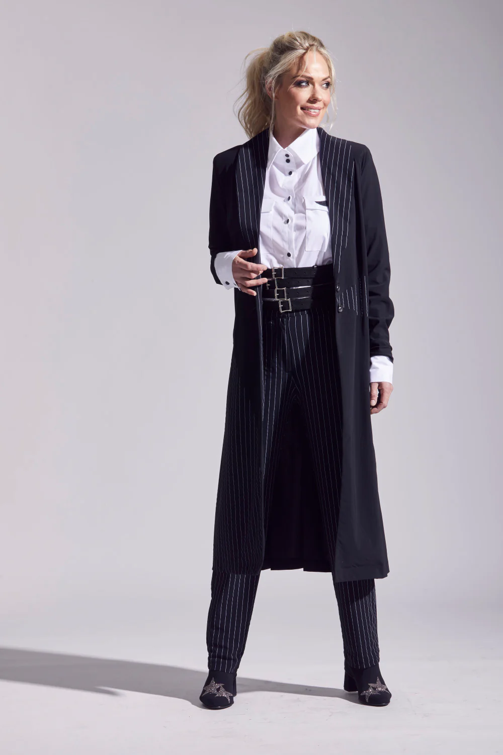 Paula Ryan Straight Leg Pinstripe Pant - Image 2
