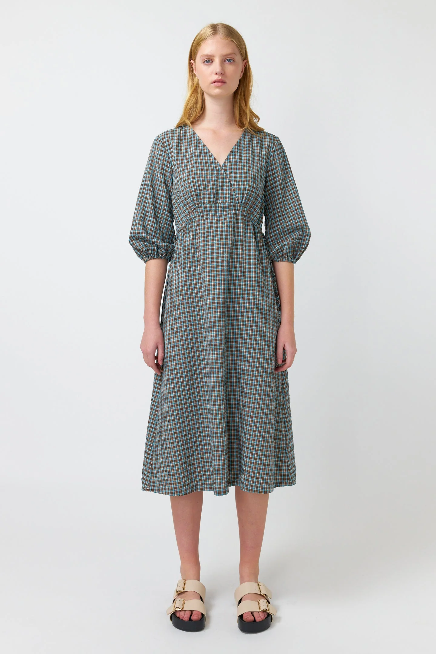 Sylvester Checked Dress Nile Blue - Image 2