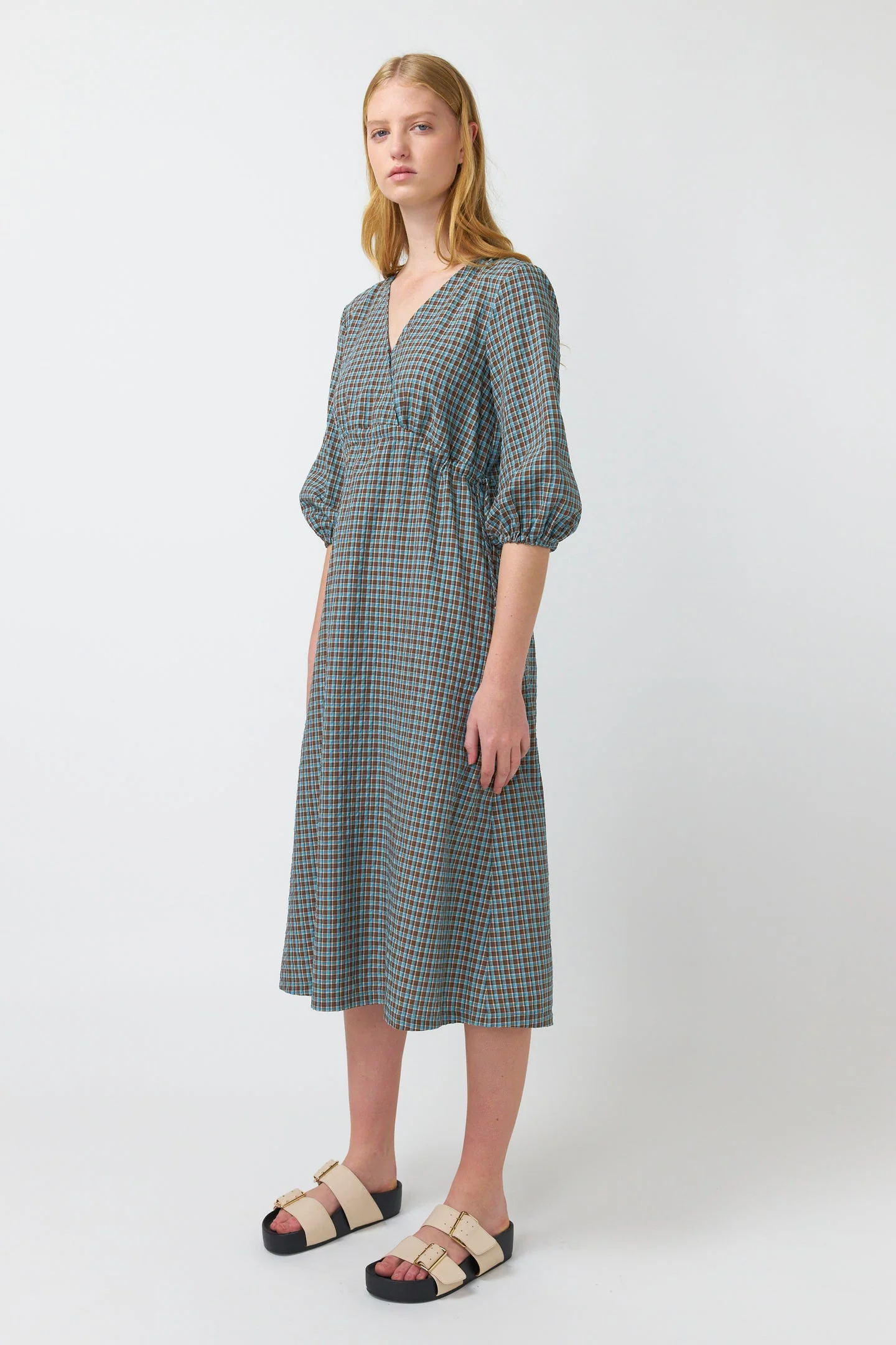 Sylvester Checked Dress Nile Blue - Image 5