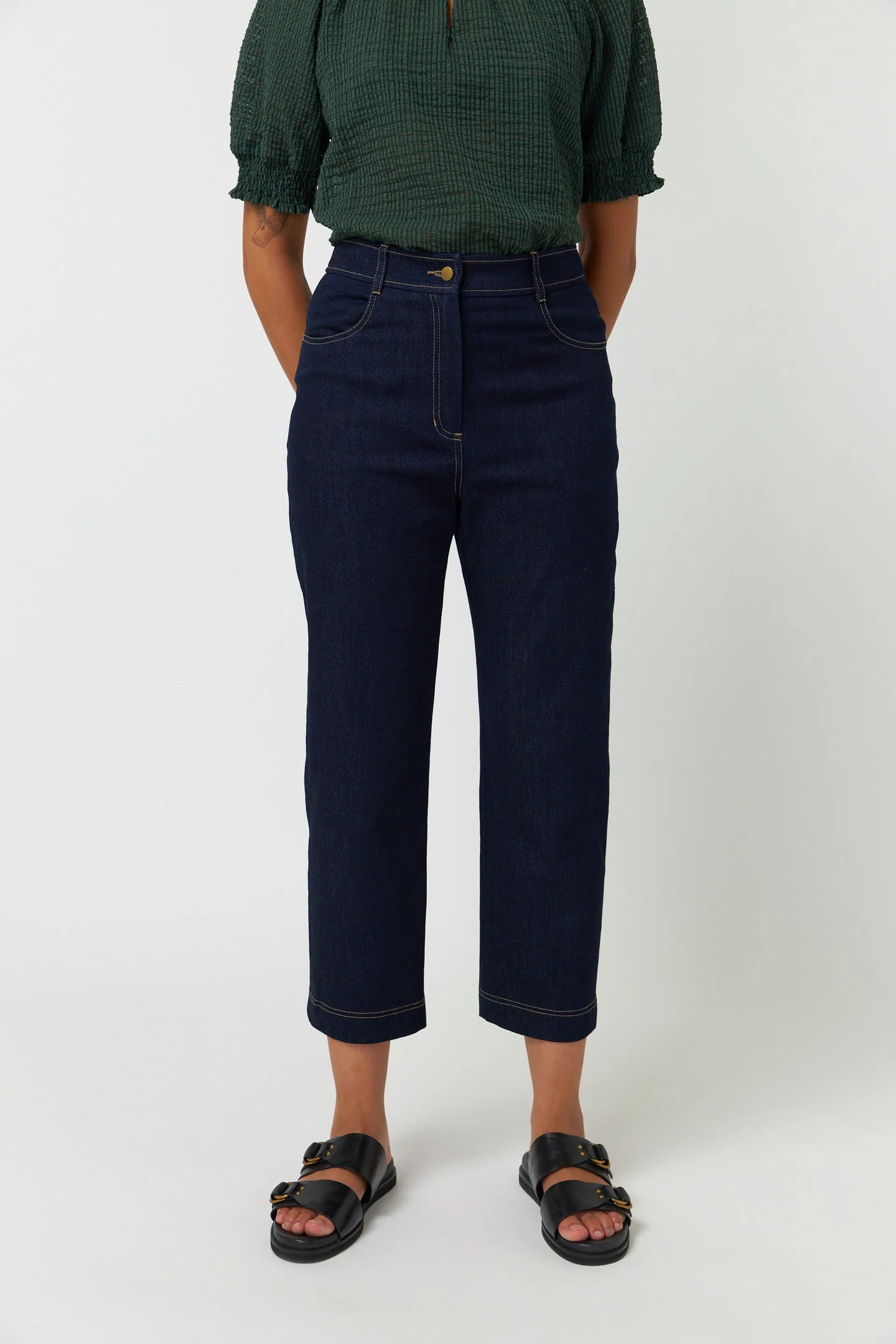 Sylvester Denim Cropped Trouser Dark Indigo - Image 2