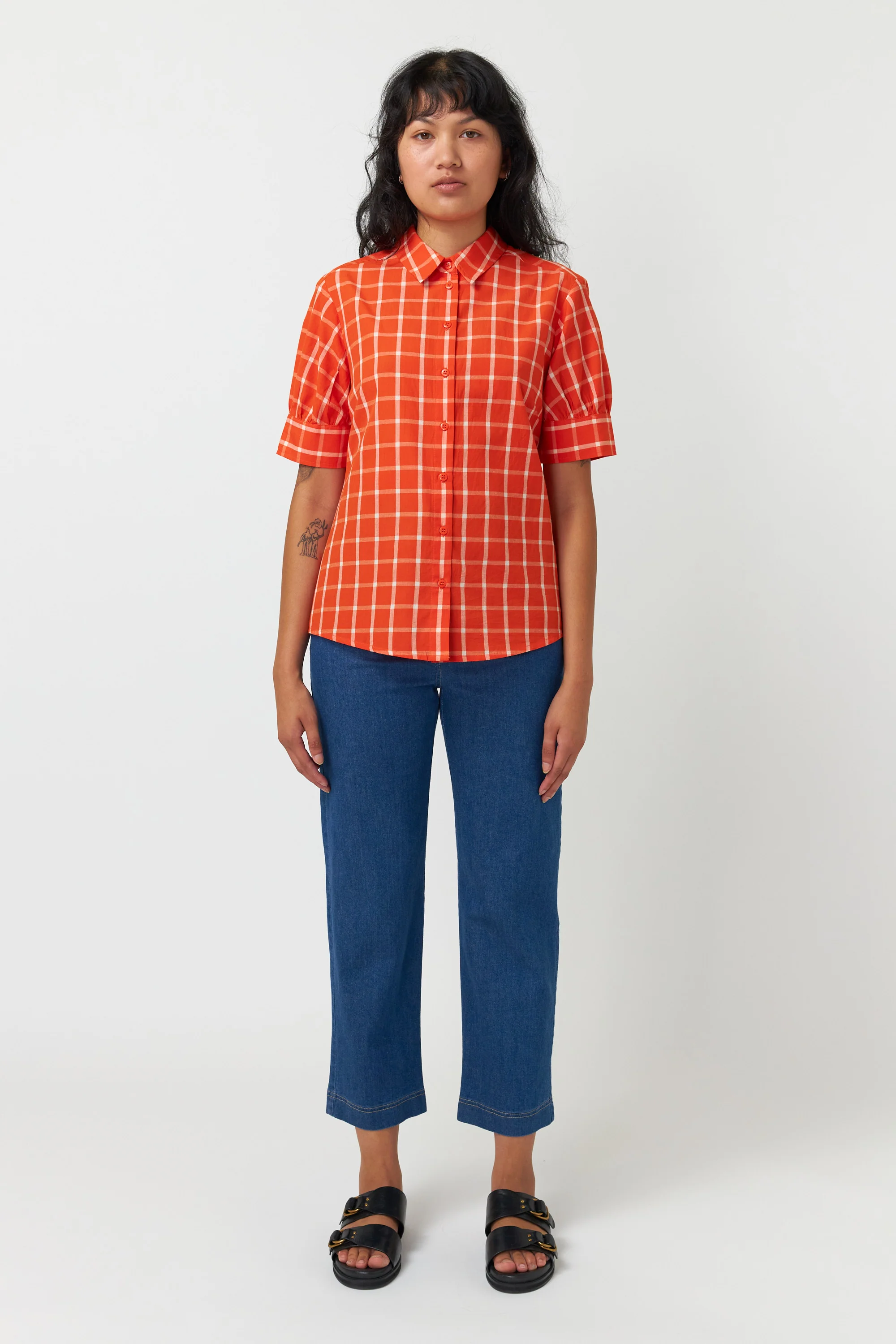Sylvester Denim Cropped Trouser Mid Blue - Image 3