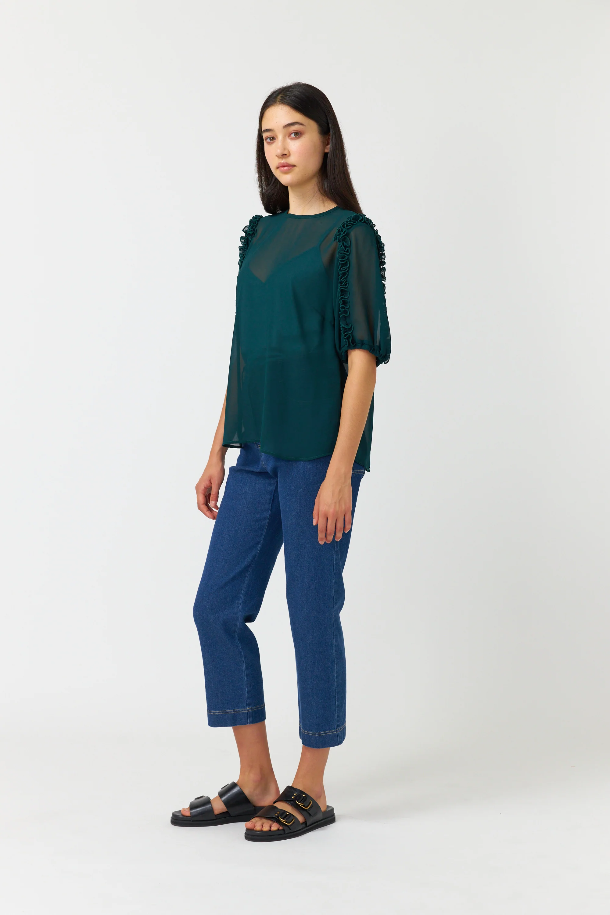 Sylvester Denim Cropped Trouser Mid Blue - Image 6