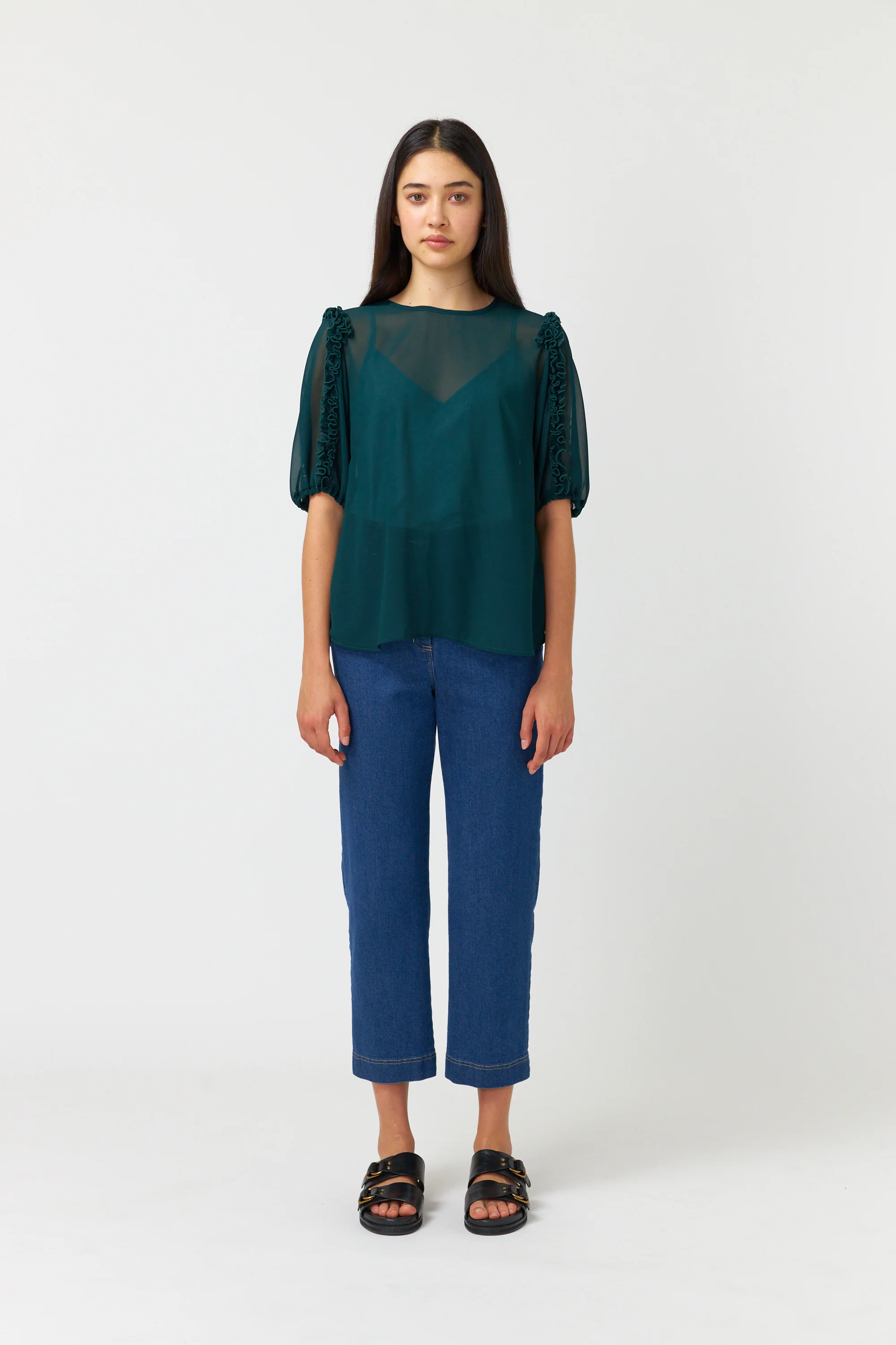 Sylvester Denim Cropped Trouser Mid Blue - Image 7
