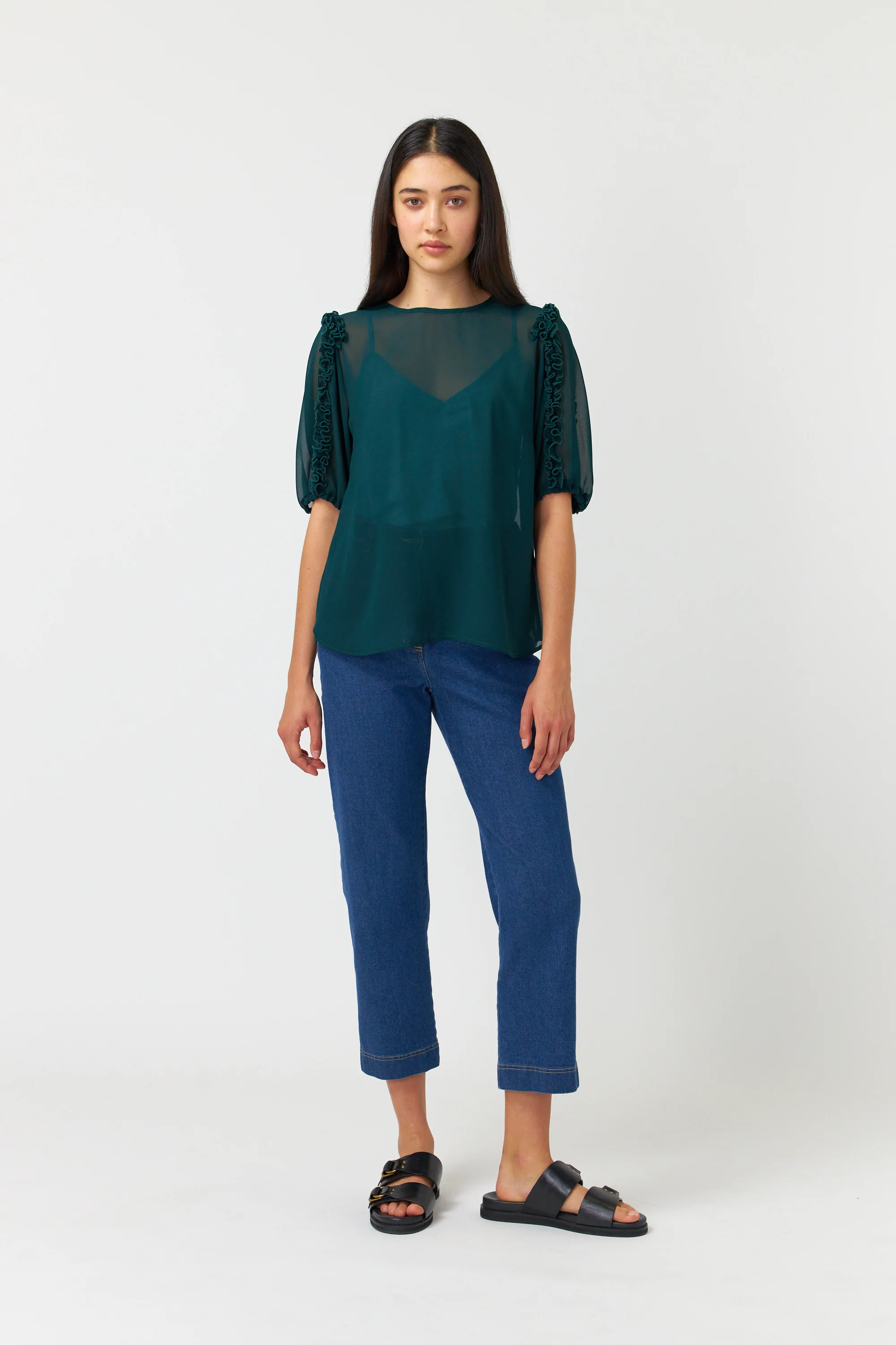 Sylvester Denim Cropped Trouser Mid Blue - Image 8