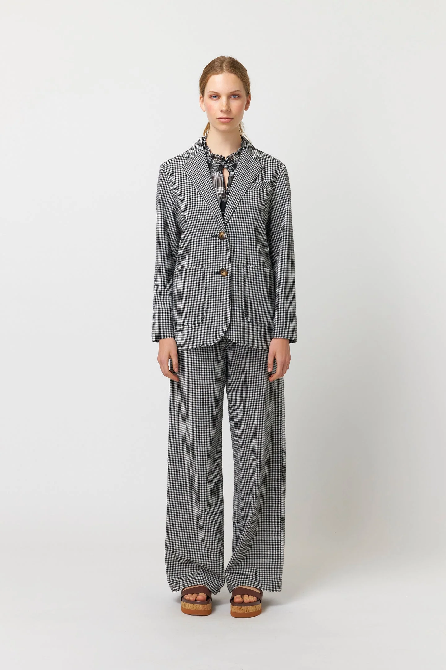 Sylvester Gingham Blazer Ivory Black - Image 4