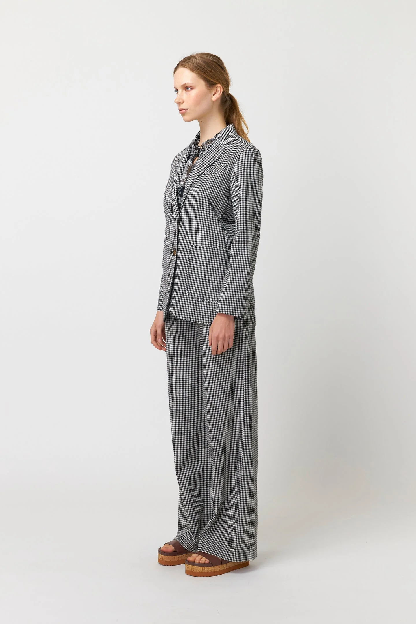 Sylvester Gingham Blazer Ivory Black - Image 5