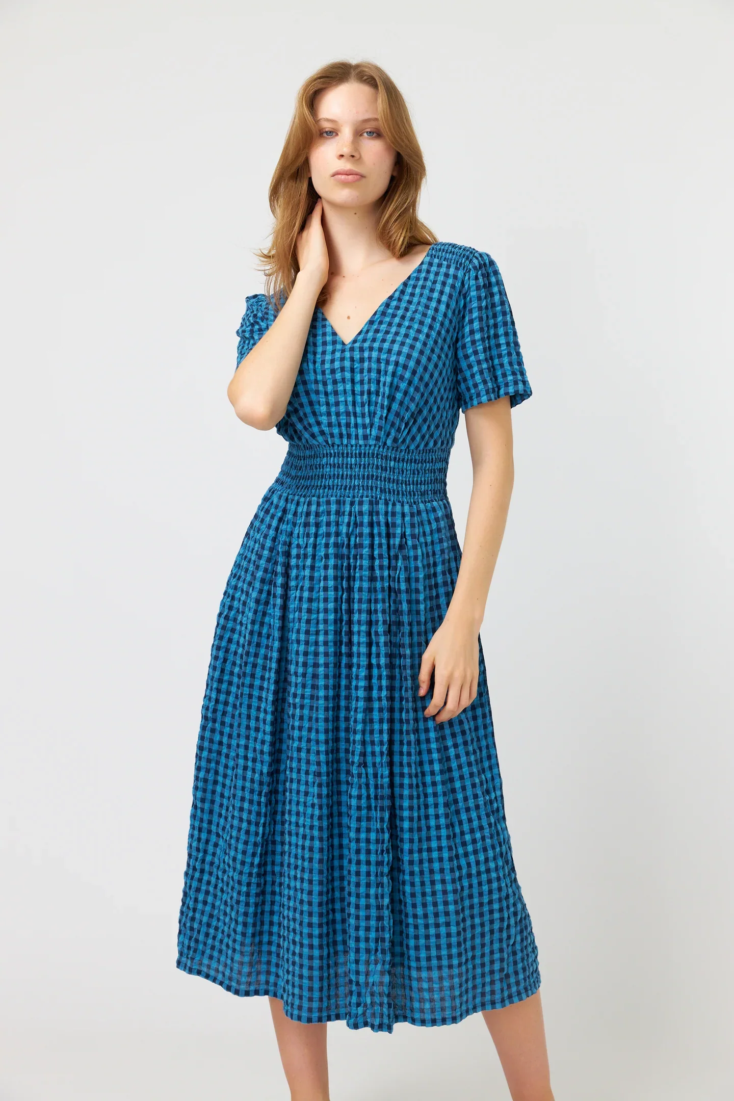 Sylvester Summer Check Dress - Blue - Image 5