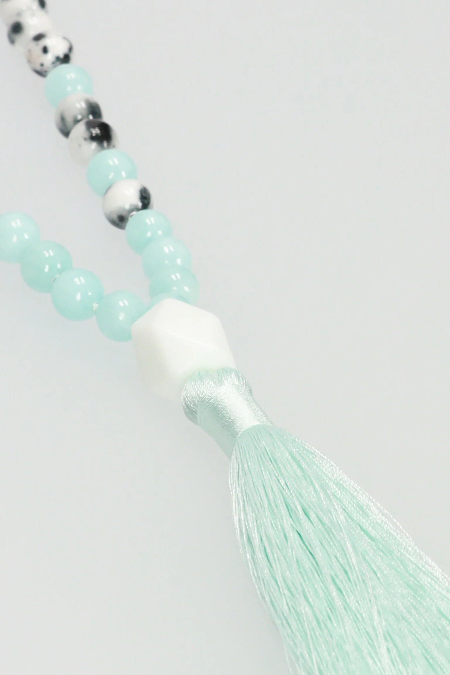 Tassel Necklace - Clear/Blue/Marble