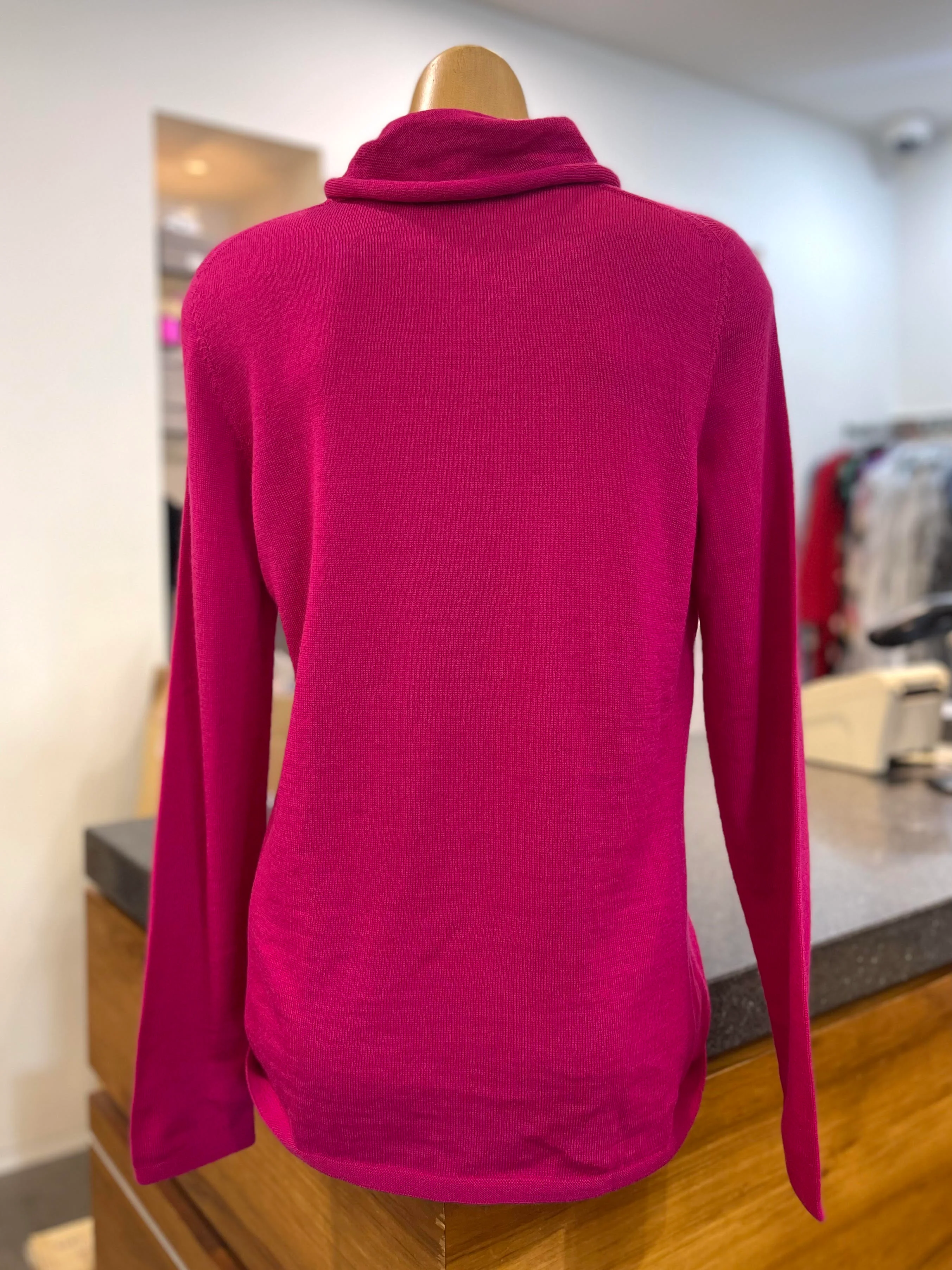 Optimum Wrap Neck Jumper - Cerise - Image 2